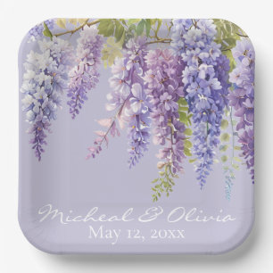 Assiettes En Carton Purple lavande aquarelle glycine florale lilas