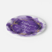 Assiettes En Carton Purple Lavande et or Aquarelle fête d'anniversaire (Angle)