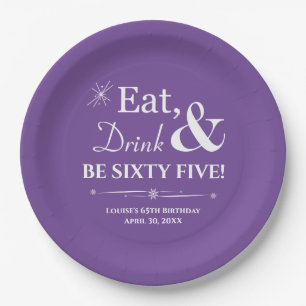Assiettes En Carton Purple mangez Boire Soixante-cinq Retro 65e annive