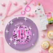 Assiettes En Carton Purple Modern Disco Mirror Ball 13e anniversaire (Fête)