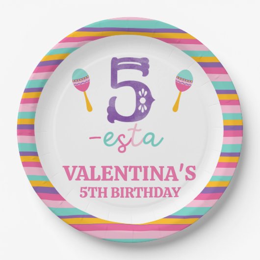 Assiettes En Carton Purple Number Fiesta 5e Anniversaire Plaque papier (Devant)