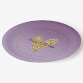 Assiettes En Carton Purple Ombre Gold Parties scintillant Coeur (Angle)