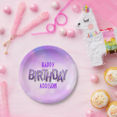 Assiettes En Carton Purple Pink Bokeh Anniversaire (Fête)