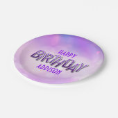 Assiettes En Carton Purple Pink Bokeh Anniversaire (Angle)