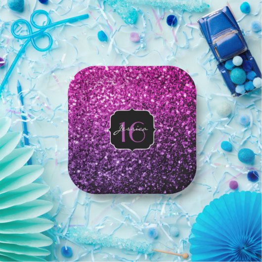 Assiettes En Carton Purple Pink Ombre parties scintillant scintille Sw (Fête)