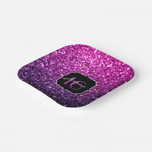 Assiettes En Carton Purple Pink Ombre parties scintillant scintille Sw (Angulaire)