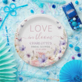 Assiettes En Carton Purple Pink Wildflower Butterflies Love in Bloom (Fête)