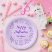 Assiettes En Carton Purple Quirky Main tiré Cowboy Happy Halloween (Fête)