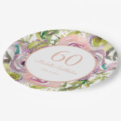 Assiettes En Carton Purple rose Floral Gold Parties scintillant 60e an (Angle)