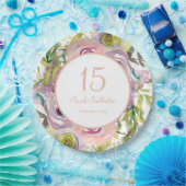 Assiettes En Carton Purple rose Floral Parties scintillant or 15e anni (Fête)