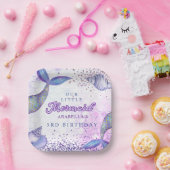 Assiettes En Carton Purple rose Parties scintillant moderne Sirène Ann (Fête)