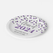 Assiettes En Carton Purple Silver Confetti Graduation 2024 (Angle)