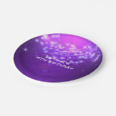 Assiettes En Carton Purple Sparkle Club Vibe Plaques de fête d'anniver (Angle)