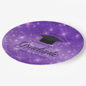 Assiettes En Carton Purple Sparkle Graduate Custom Graduate Party (Angle)
