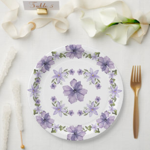 Assiettes En Carton Purple Un Petit Fleur sauvage Est En Chemin Script