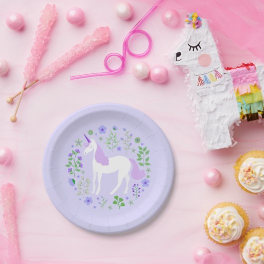 Assiettes En Carton Purple Unicorn Faux Purple Parties scintillant (Fête)