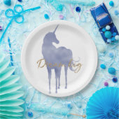 Assiettes En Carton Purple Unicorn Gold Parties scintillant Dream Big  (Fête)