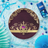 Assiettes En Carton Purple Vintage Ornate Gold (Fête)