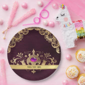 Assiettes En Carton Purple Vintage Ornate Gold (Fête)