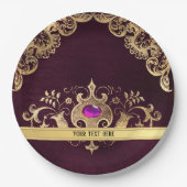 Assiettes En Carton Purple Vintage Ornate Gold (Devant)