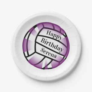 Assiettes En Carton Purple Volleyball Anniversaire