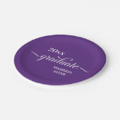 Assiettes En Carton Purple White Graduation Nom de l'année (Angle)