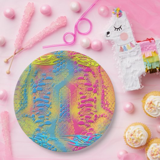 Assiettes En Carton PYTHON - moderne fractale décorative - (Fête)