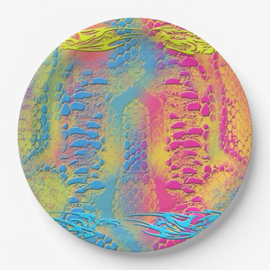 Assiettes En Carton PYTHON - moderne fractale décorative - (Devant)