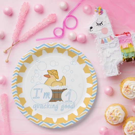 Assiettes En Carton Quacking Good Duck 1er Happy Birthday Plaques de p (Fête)