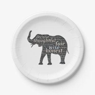 Assiettes En Carton Qualités d'un nuage de mots d'éléphant