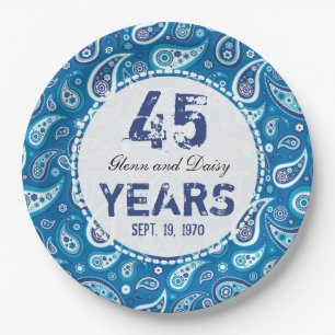Assiettes En Carton quarante-cinquième Motif de Paisley d'anniversaire