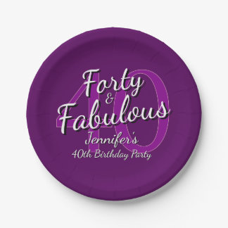 Assiettes En Carton Quarante et fabuleux rose pourpre 40e anniversaire