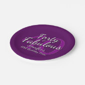 Assiettes En Carton Quarante et fabuleux rose pourpre 40e anniversaire (Angle)