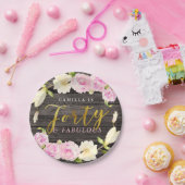Assiettes En Carton Quarante et fête d'anniversaire florale | rustique (Fête)