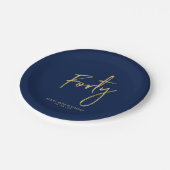 Assiettes En Carton Quarante | Gold & Navy Blue Lettering 40e annivers (Angle)