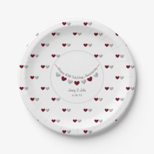 Assiettes En Carton quarantième Étamine rouge rouge de coeur