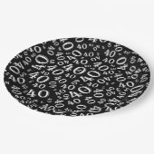 Assiettes En Carton quarantième Motif de nombre d'anniversaire noir et (Angle)