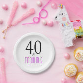 Assiettes En Carton Quarantième plaque à papier de fête d'anniversaire (Fête)