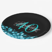 Assiettes En Carton Quarantième turquoise élégante d'étincelles de (Angle)