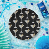 Assiettes En Carton Quarantini Martini Cocktail Motif noir (Fête)