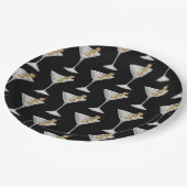 Assiettes En Carton Quarantini Martini Cocktail Motif noir (Angle)