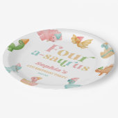 Assiettes En Carton Quatre A-Saurus Dinosaur 4e fête d'anniversaire (Angle)