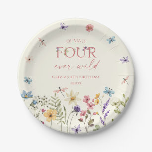 Assiettes En Carton Quatre Ever Wild Wildflower 4ème Anniversaire
