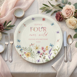 Assiettes En Carton Quatre Ever Wild Wildflower 4ème Anniversaire