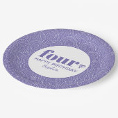 Assiettes En Carton Quatre Simple Purple 4e anniversaire avec nom (Angle)