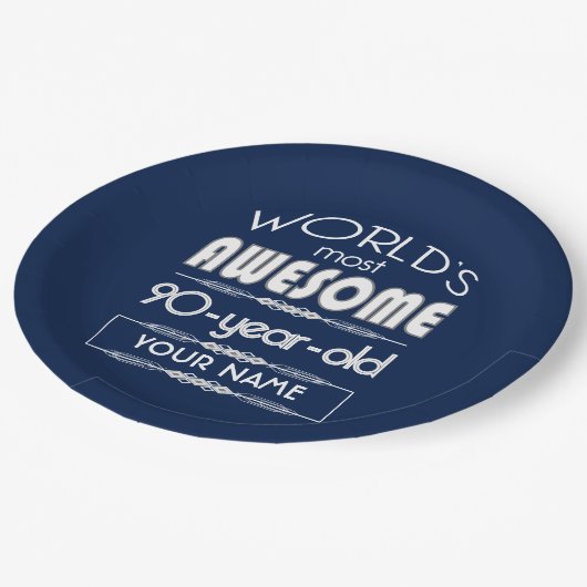 Assiettes En Carton quatre-vingt-dixième D'anniversaire des mondes (Angle)