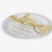 Assiettes En Carton quatre-vingt-quinzième Damassé d'or d'anniversaire (Angle)