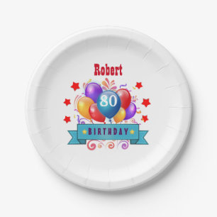 Assiettes En Carton quatre-vingtième Ballons colorés de fête C01HZ