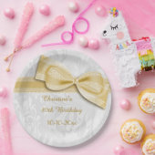 Assiettes En Carton quatre-vingtième Damassé d'or d'anniversaire et (Fête)