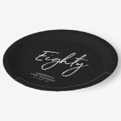 Assiettes En Carton Quatre-vingts Black Lettering 80e fête d'anniversa (Angle)